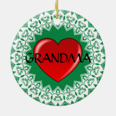 Grandma Heart Mandala Green Ornament (Achterkant)