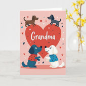 Grandma Heart Pattern Dogs Card Kaart (Gele Bloem)
