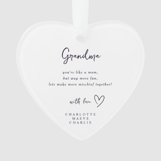 Grandma Heart Quote Keepsake Ornament Gift (voorkant)