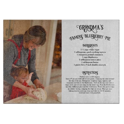 Grandma Heirloom Recipe met Foto Snijplank (Voorkant)