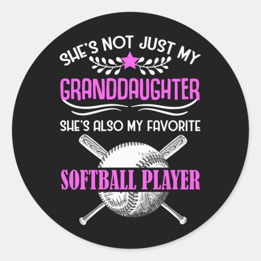 Grandma houdt van Softball die kleindochter speelt Ronde Sticker (Voorkant)
