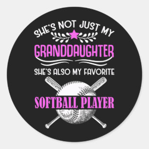 Grandma houdt van Softball die kleindochter speelt Ronde Sticker