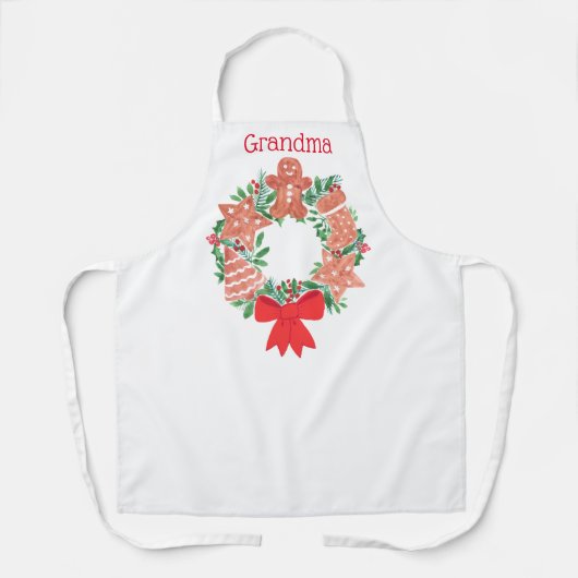 Grandma Kerstmis Wreath Schort (Voorkant)