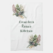 Grandma Kitchen | Gepersonaliseerde Waterverf Grie Theedoek (Verticaal)