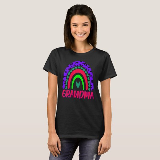 Grandma Life Leopard Rainbow Cheetah Print Grandma T-shirt (Voorkant volledig)