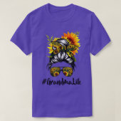 Grandma Life Messy Hair Bun Sunflower Vrouwen Moed T-shirt (Design voorkant)