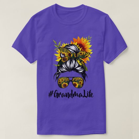 Grandma Life Messy Hair Bun Sunflower Vrouwen Moed T-shirt (Design voorkant)