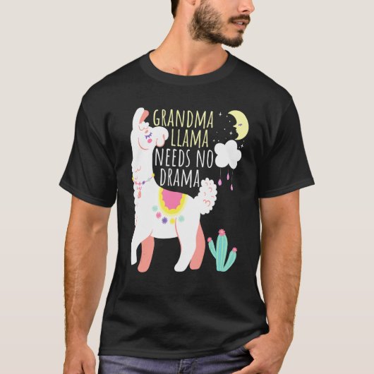 Grandma Llama heeft een drama Animal Cute Llama no T-shirt (Voorkant)