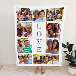 Grandma Love 10 Photo Collage Personalized Sherpa Deken