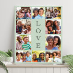 Grandma Love 10 Photo Collage Sage Green Imitatie Canvas Print<br><div class="desc">Een moderne groene foto collage faux canvas om de beste oma ooit te vieren. Personaliseer haar foto's van haar kleinkinderen,  kinderen en andere familieleden met tien foto's. "LOVE" wordt in het midden in een elegant lettertype geschreven.</div>
