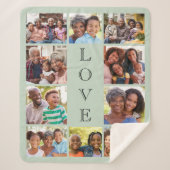 Grandma Love 10 Photo Collage Sage Green Sherpa Deken (Voorkant)