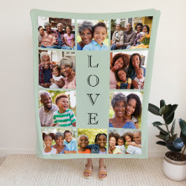 Grandma Love 10 Photo Collage Sage Green Sherpa Deken