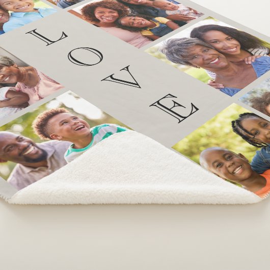 Grandma Love 10 Photo Collage Taupe Sherpa Deken (3/4)