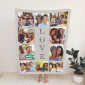 Grandma Love 10 Photo Collage Taupe Sherpa Deken