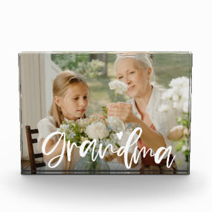 Grandma Love Script Personalized Gift Photo Block Fotoblokken