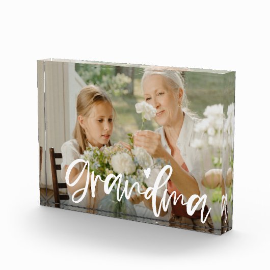 Grandma Love Script Personalized Gift Photo Block Fotoblokken (Rechts)
