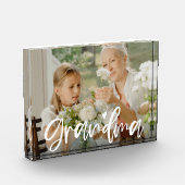 Grandma Love Script Personalized Gift Photo Block Fotoblokken (Links)