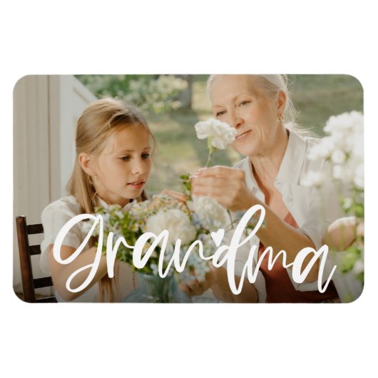 Grandma Love Script Persoonlijke foto Gift Magneet (Horizontaal)