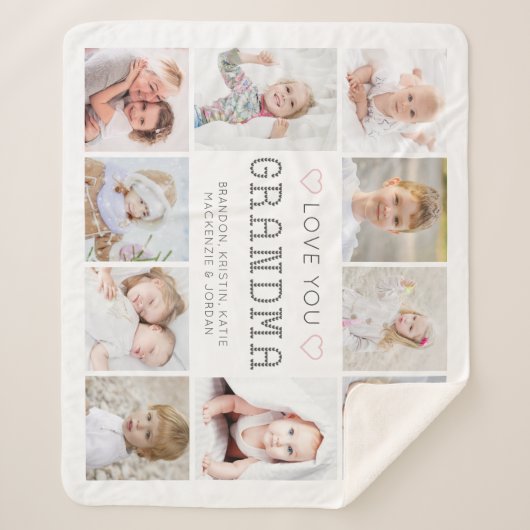 Grandma Love You Hearts 10 Foto gepersonaliseerd Sherpa Deken (Voorkant)