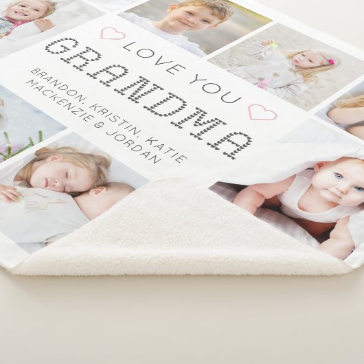 Grandma Love You Hearts 10 Foto gepersonaliseerd Sherpa Deken (3/4)