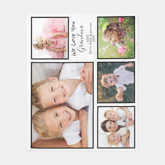 Grandma Love You Personalized Photo Fleece Deken (Voorkant)