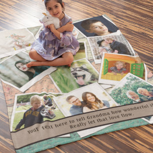 Grandma Love You Photo Collage Fleece Deken