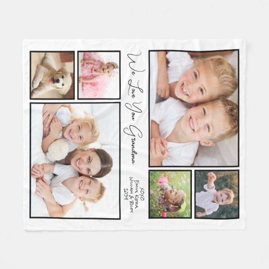 Grandma Love You Photo Collage Fleece Deken (Voorkant (Horizontaal))