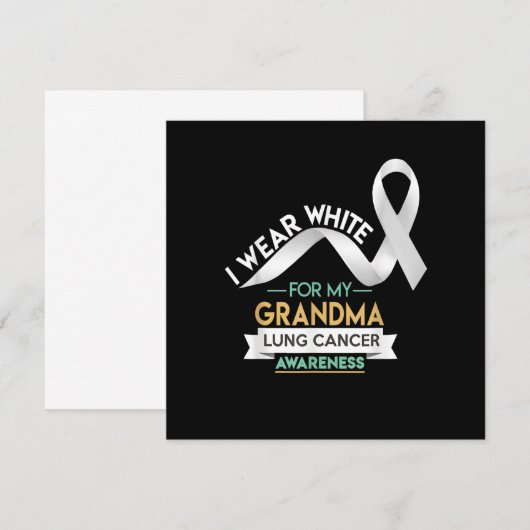 Grandma Lung Cancer Shirt White Ribbon Awareness M Kaart (Voorkant / Achterkant)