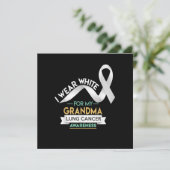 Grandma Lung Cancer Shirt White Ribbon Awareness M Kaart (Staand voorkant)