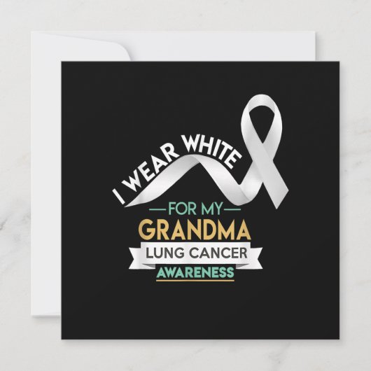 Grandma Lung Cancer Shirt White Ribbon Awareness M Kaart (Voorkant)