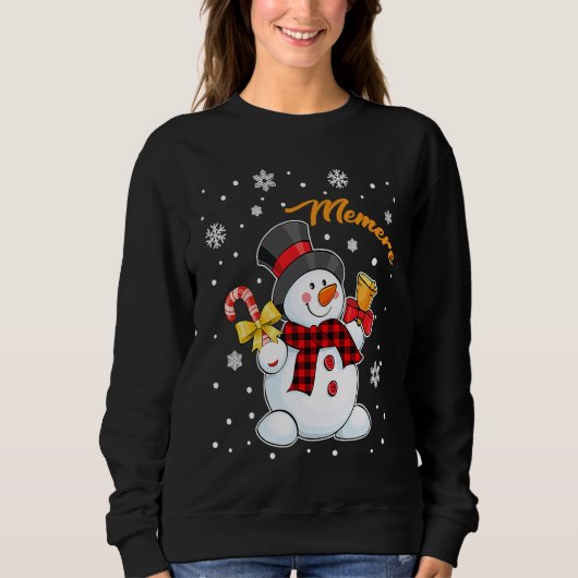 Grandma Memere Snowman Candy Cane Christmas Red Pl Trui (Voorkant)
