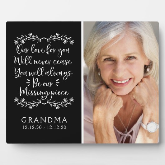 Grandma Memorial Photo Keepomwille Fotoplaat (Voorkant)
