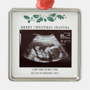 Grandma Merry Kerstmis Zwangerschap Ultrasound Fot Metalen Ornament