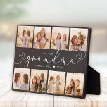 Grandma Modern Heart Script Photo Collage Love Fotoplaat<br><div class="desc">GRAANDMA: Geweldig aangepast fotocadeau voor grootouders, Valentijnsdag, Moederdag of de Feestdagen: dit moderne fotoplaatje is eenvoudig aan te passen met je 8 favoriete foto's. De tekst hieronder kan worden gepersonaliseerd om de naam van het kind of familielid te lezen en de tekst boven oma is aanpasbaar. Dit is de houtskoolgrijze...</div>