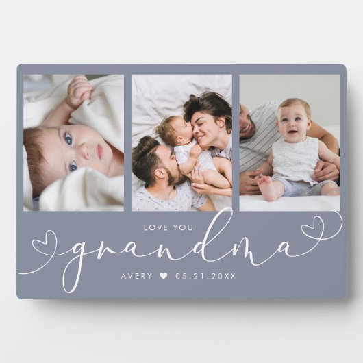 Grandma Modern Heart Script Photo Collage Love Fotoplaat (voorkant)