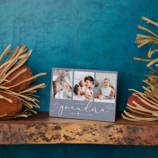 Grandma Modern Heart Script Photo Collage Love Fotoplaat (Zijkant)