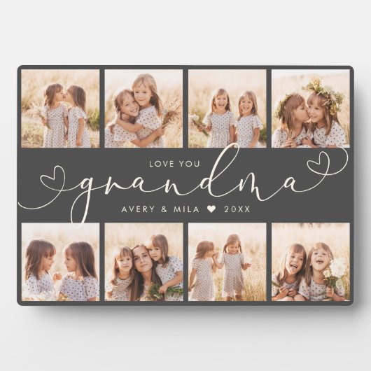 Grandma Modern Heart Script Photo Collage Love Fotoplaat (voorkant)