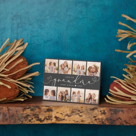 Grandma Modern Heart Script Photo Collage Love Fotoplaat (Zijkant)