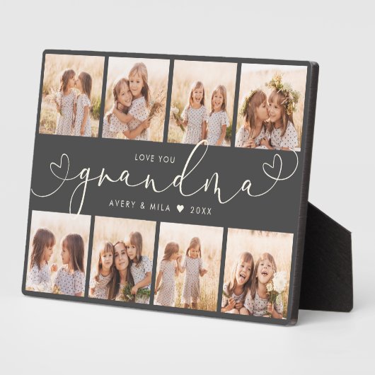 Grandma Modern Heart Script Photo Collage Love Fotoplaat (Zijkant)