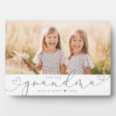 Grandma Modern Heart Script Photo Love Plaque Fotoplaat (voorkant)
