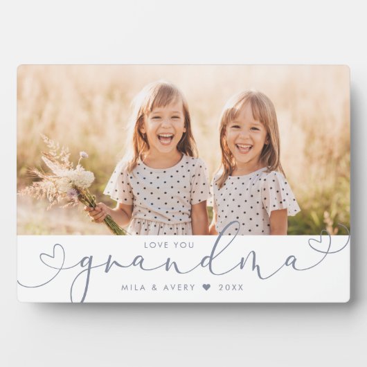 Grandma Modern Heart Script Photo Love Plaque Fotoplaat (voorkant)