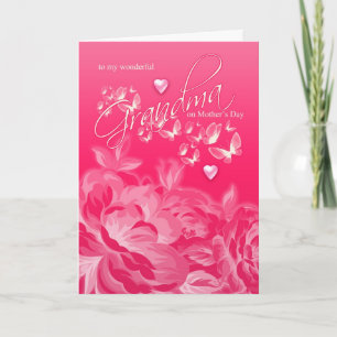 Grandma Moederdag Card Flowers and Butterflies Kaart