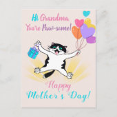 Grandma Moederdag Cute Kat Colorful Balloons Feestdagenkaart (Voorkant)