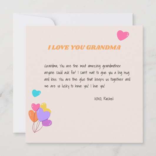 Grandma Moederdag Cute Kat Colorful Balloons Kaart (Achterkant)