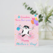 Grandma Moederdag Cute Kat Roze Briefkaart (Staand voorkant)