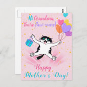 Grandma Moederdag Cute Kat Roze Briefkaart (Voorkant / Achterkant)