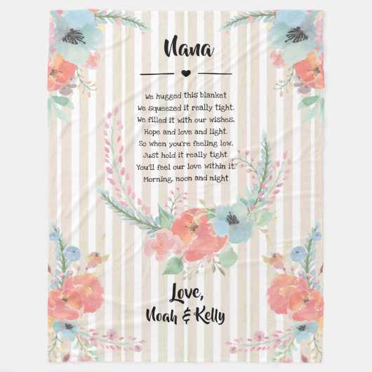 Grandma Moederdag Floral Poem van kleinkinderen Fleece Deken (Voorkant)