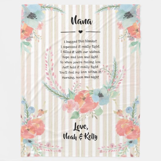 Grandma Moederdag Floral Poem van kleinkinderen Fleece Deken (Voorkant)