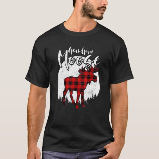 Grandma Moose Red Plaid Buffalo Matching Family Pa T-shirt (Voorkant)