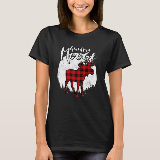 Grandma Moose Red Plaid Buffalo Matching Family Pa T-shirt (Voorkant)